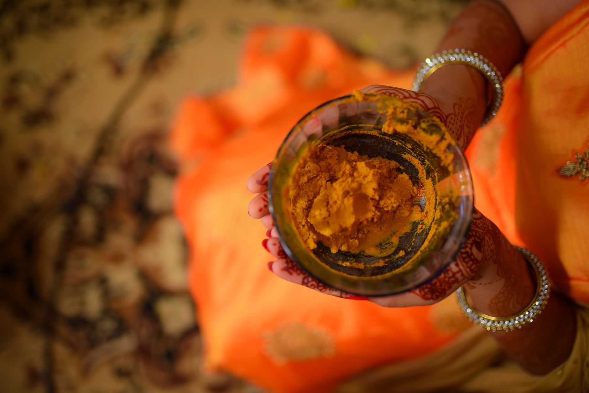 Haldi ceremony with turmeric paste
